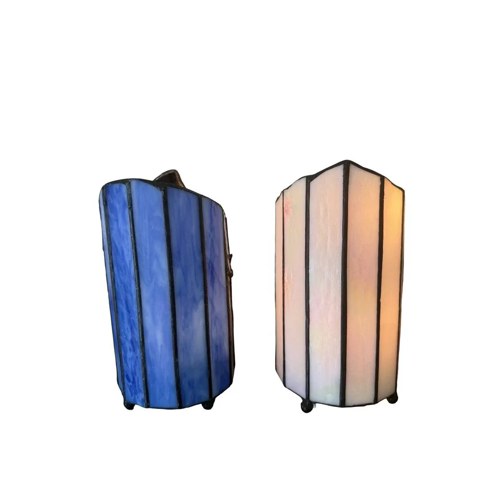 Stained Glass Santa & frosty snowman Lamp Night‎ Light Christmas Decoration lot